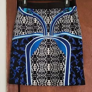 Laundry By Shelli Segal Patterned Side Slit Skirt Unlined